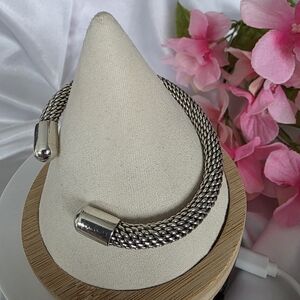 Vintage Sterling Silver Mesh Cuff Bracelet 37 Grams!